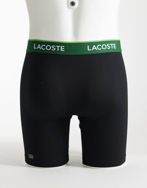 Lacoste 3 pack green waistband boxer briefs in black, 3 of 3