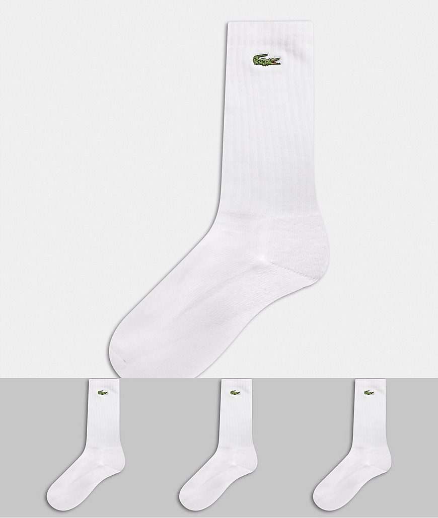 Lacoste 3 pack logo socks in white