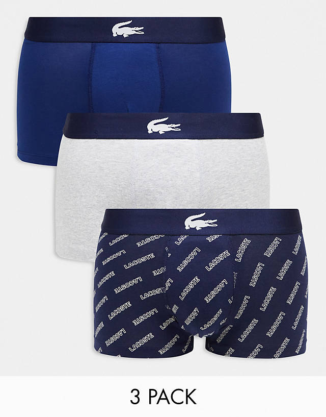 Lacoste - 3 pack logo stretch cotton trunk in navy
