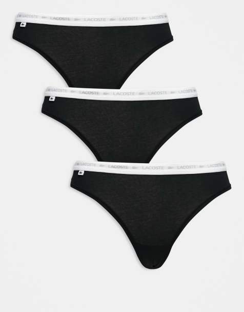 Lacoste 3 pack logo thongs in black - view 1