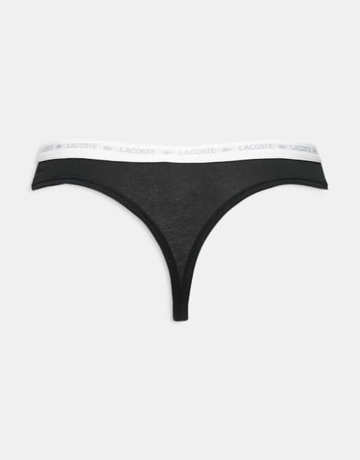 Lacoste 3 pack logo thongs in black, 2 of 4