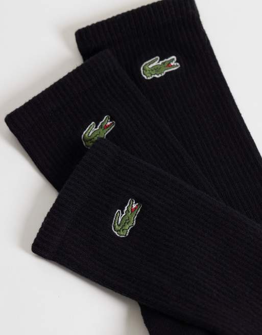 Lacoste 3 pack long cotton socks in black, 3 of 3