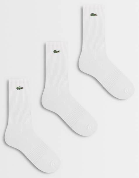 Lacoste 3 pack long cotton socks in white - view 1