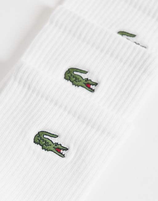 Lacoste 3 pack long cotton socks in white, 3 of 3