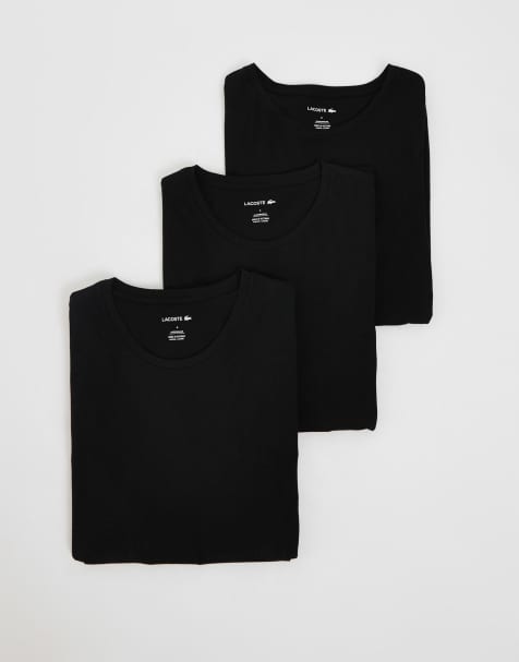 Lacoste 3 pack loungewear t-shirt in black - view 1