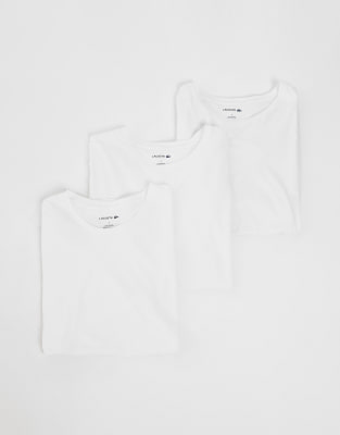 Lacoste Men's White 3 Pack Loungewear T-Shirt In