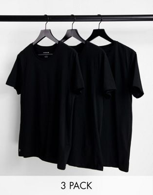 Lacoste 3 pack loungewear t-shirts in black