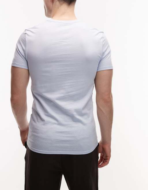 Lacoste 3 pack loungewear t-shirts in navy blue & white, 5 of 5