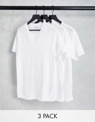 Lacoste 3 pack loungewear t-shirts in white  - ASOS Price Checker