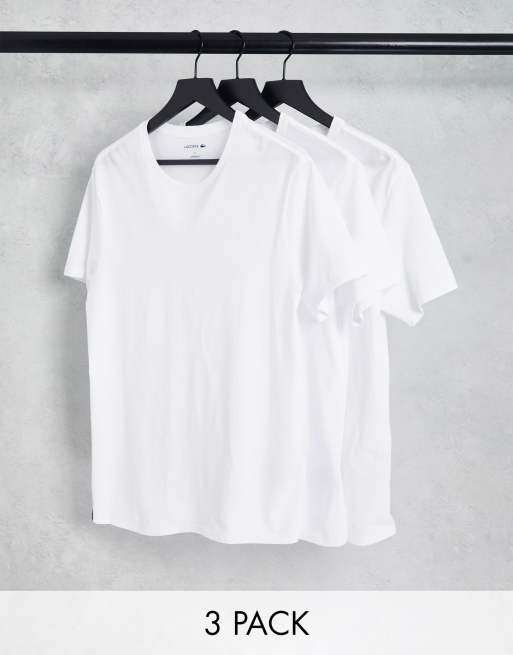 Lacoste 3 pack loungewear T shirts in white