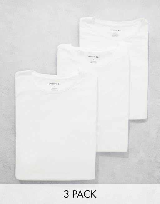 Lacoste 3 pack loungewear t shirts in white