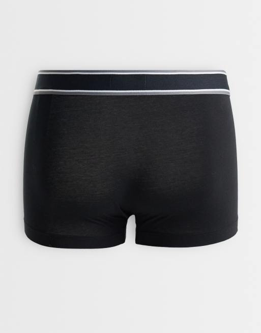 Lacoste 3 pack monogram print cotton trunks in black , 2 of 3