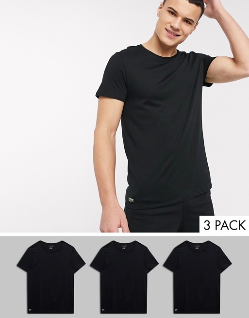 Lacoste 3 pack slim fit t-shirts in black