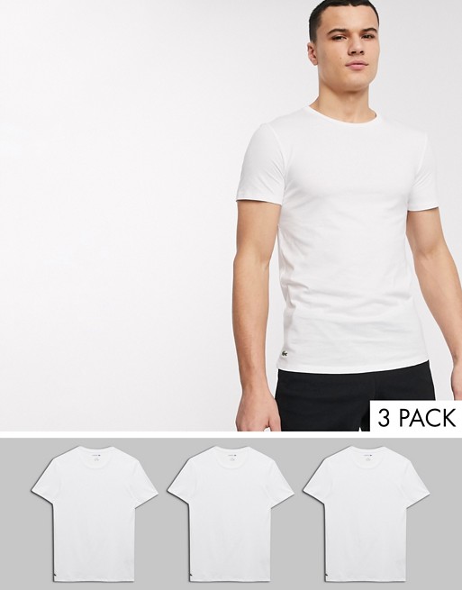 Lacoste 3 pack slim fit t-shirts in white