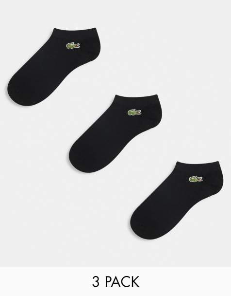 Lacoste 3 pack sneaker socks in black - view 1
