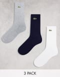 [Lacoste] Lacoste 3 pack socks in multi 10-12 Multi