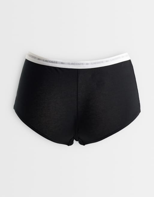 Lacoste 3 pack stretch cotton boyshorts in black, white and grey , 2 of 3