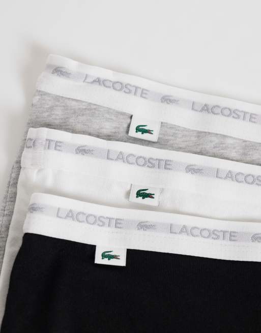 Lacoste 3 pack stretch cotton boyshorts in black, white and grey , 3 of 3