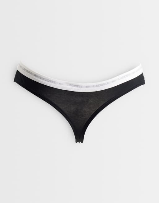 Lacoste 3 pack stretch cotton G-strings in black, burgundy and pink, 2 of 3