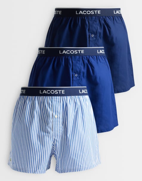Lacoste 3 pack stripe cotton boxers in blue  - view 1
