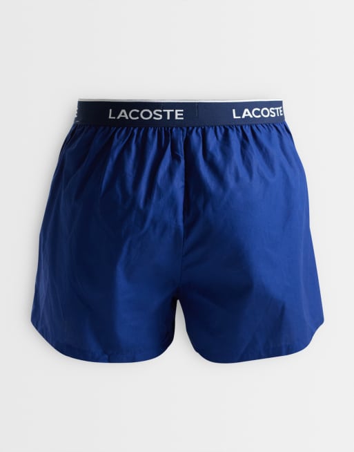 Lacoste 3 pack stripe cotton boxers in blue , 3 of 3