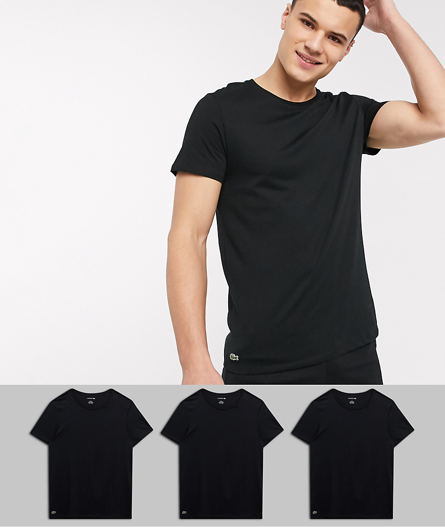 Lacoste – 3-pack svarta t-shirtar med smal passform