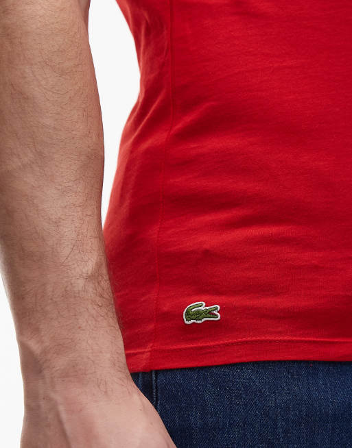 Lacoste 3 pack t-shirts in navy / red /grey, 4 of 5