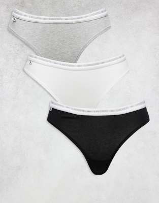 Lacoste 3 pack thongs in black grey white-Multi