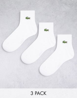 Lacoste 3 pack trainer socks in white