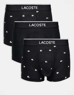 Lacoste Lacoste 3 pack trunks in black croc print