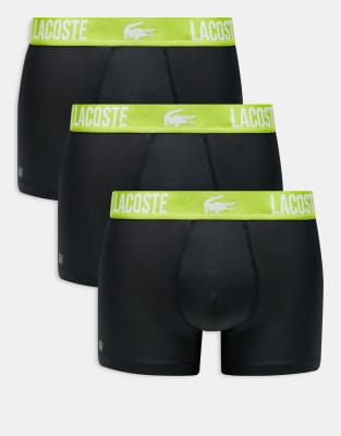 Lacoste 3 pack trunks in black/green