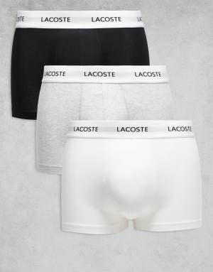 Lacoste 3 pack trunks in black / white / grey