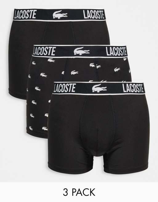 Lacoste 3 pack trunks in black with all over logo