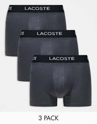 Lacoste 3 pack trunks in dark grey