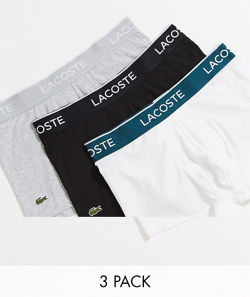 Lacoste 3 pack trunks in gray/ black/ white-Multi