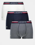 [Lacoste] Lacoste 3 pack trunks in multi S Navy Blue / White