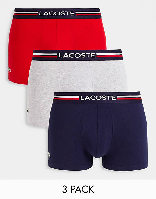 Underwear & Socks Underwear/Lacoste 3 pack trunks in navy/red/grey 