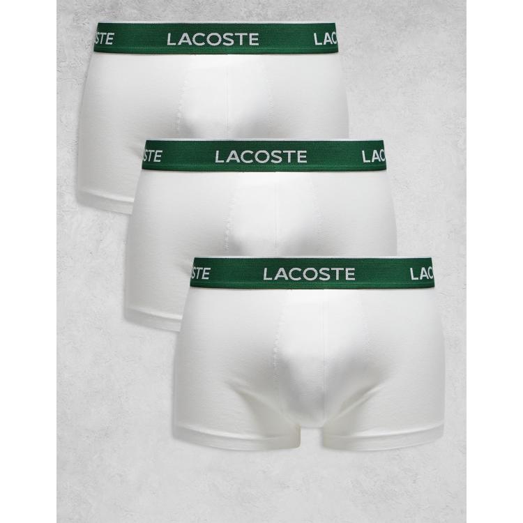 Lacoste pack trunks in white with green waistbands ASOS