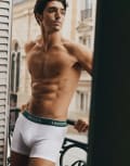 [Lacoste] Lacoste 3 pack trunks in white with green waistbands L White