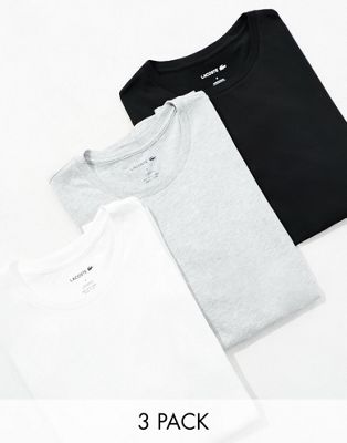 Lacoste 3 pack tshirts in black grey white