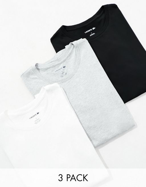Lacoste 3 pack tshirts in black grey white | ASOS
