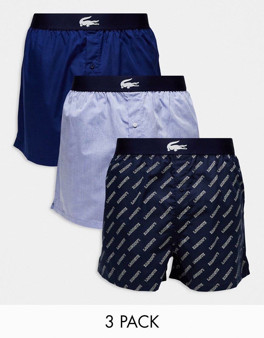 Lacoste 3 pack ultra soft cotton boxers in blue