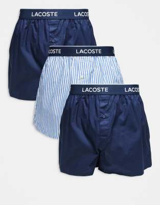 Lacoste Lacoste 3 pack woven boxer in stripe / blue
