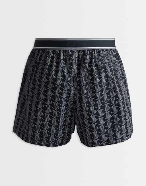 Lacoste 3 pack woven monogram & plain boxers in black, 3 of 3