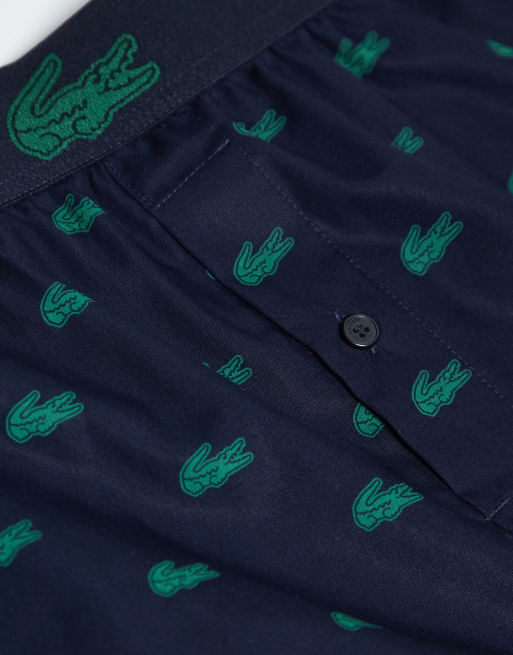 Lacoste – 3er-Pack gewebte Boxershorts in Marineblau/Grün, 2 von 3