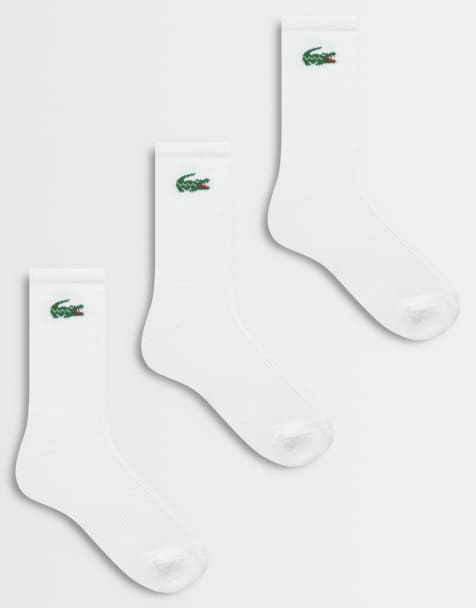 Lacoste 3er-Pack lange Baumwollsocken mit Krokodil-Logo in Weiß - view 1