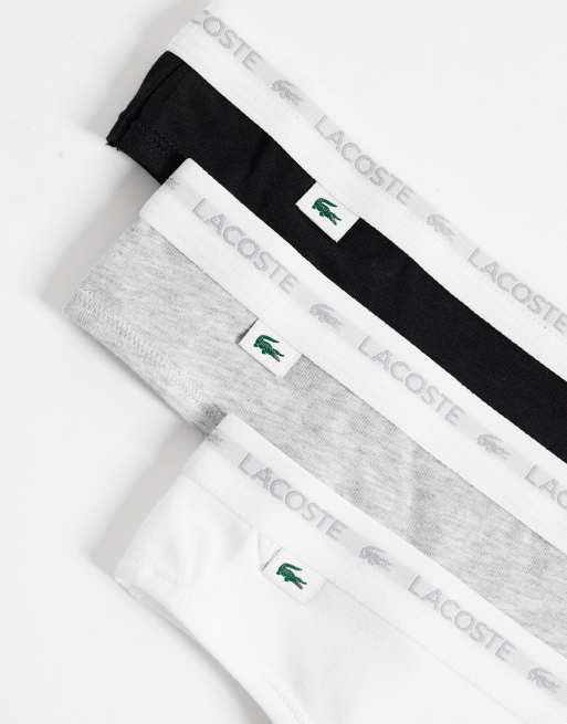 Lacoste 3er-Pack Stretch-Baumwoll-Strings in Schwarz, Weiß und Grau, 3 von 3