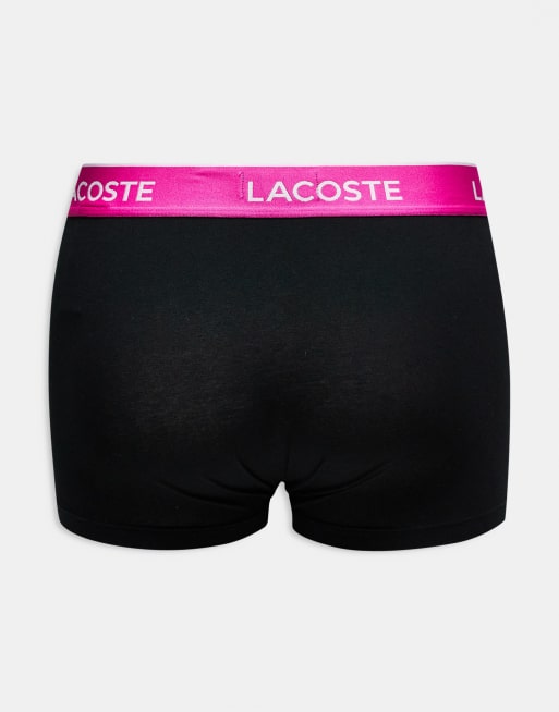 Lacoste – 3er-Pack Unterhosen in Schwarz mit buntem Bund, 3 von 3