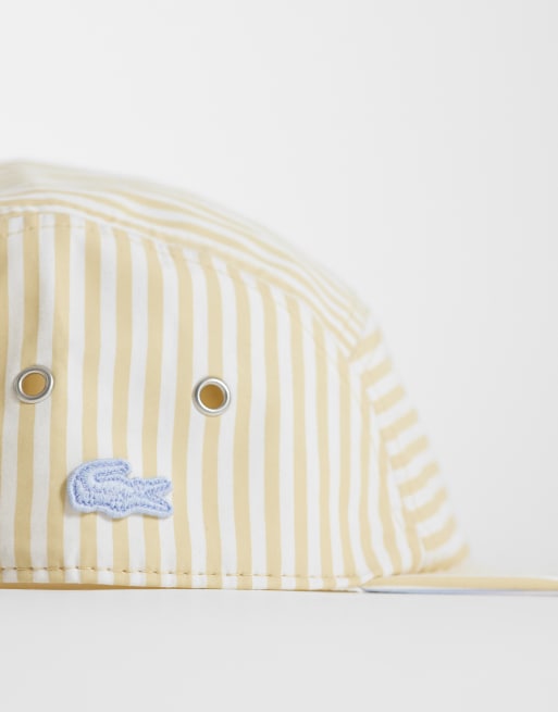 Lacoste – 5-Bahnen-Kappe in Beige mit Streifen, 3 von 3