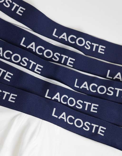 Lacoste 5 pack stretch cotton trunks in navy and white , 2 of 3